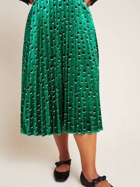 Maeve “Carly” Pleated Velvet Midi Skirt